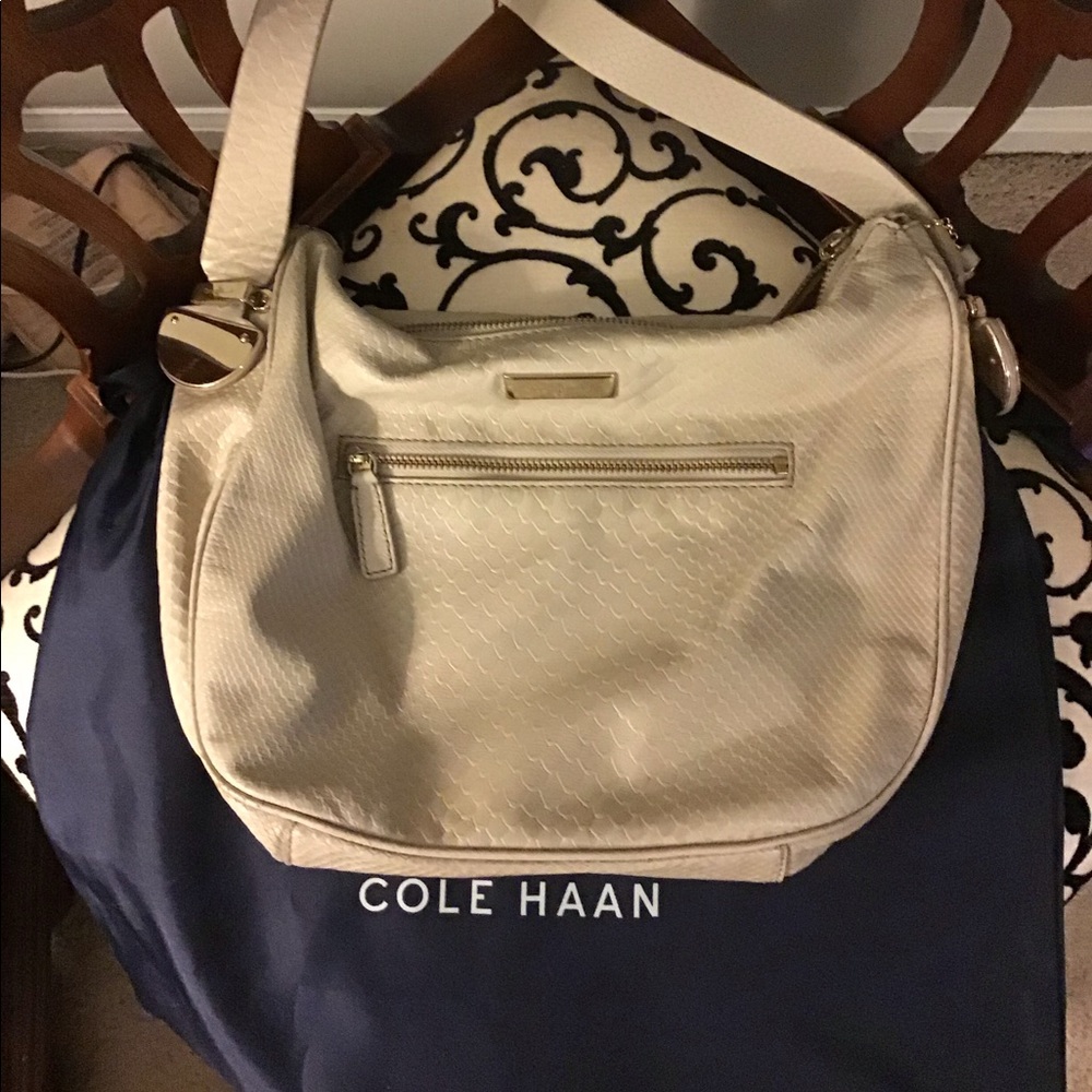 Cole Haan alligator print leather handbag